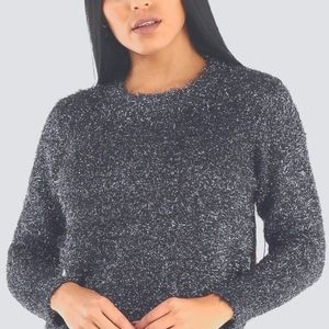 Classy Fuzzy Grey Glitter Sweater